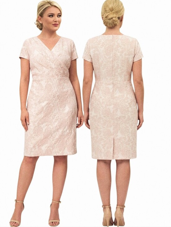 Adrianna Papell Dresses & Skirts - ADRIANNA PAPELL Pale Pink & Gold Jacquard Sheath Dress - Size 14W